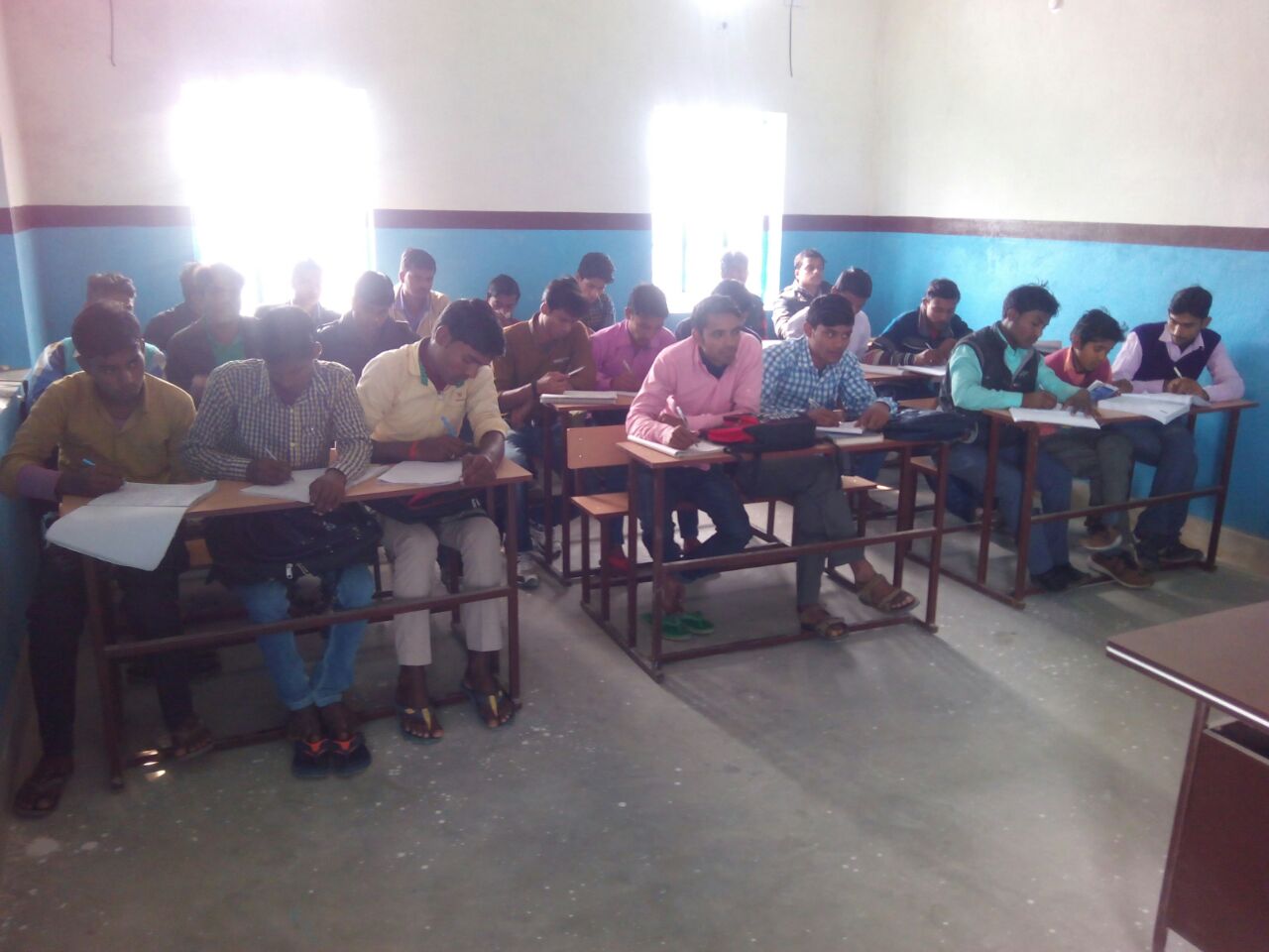 Students studying in classroom